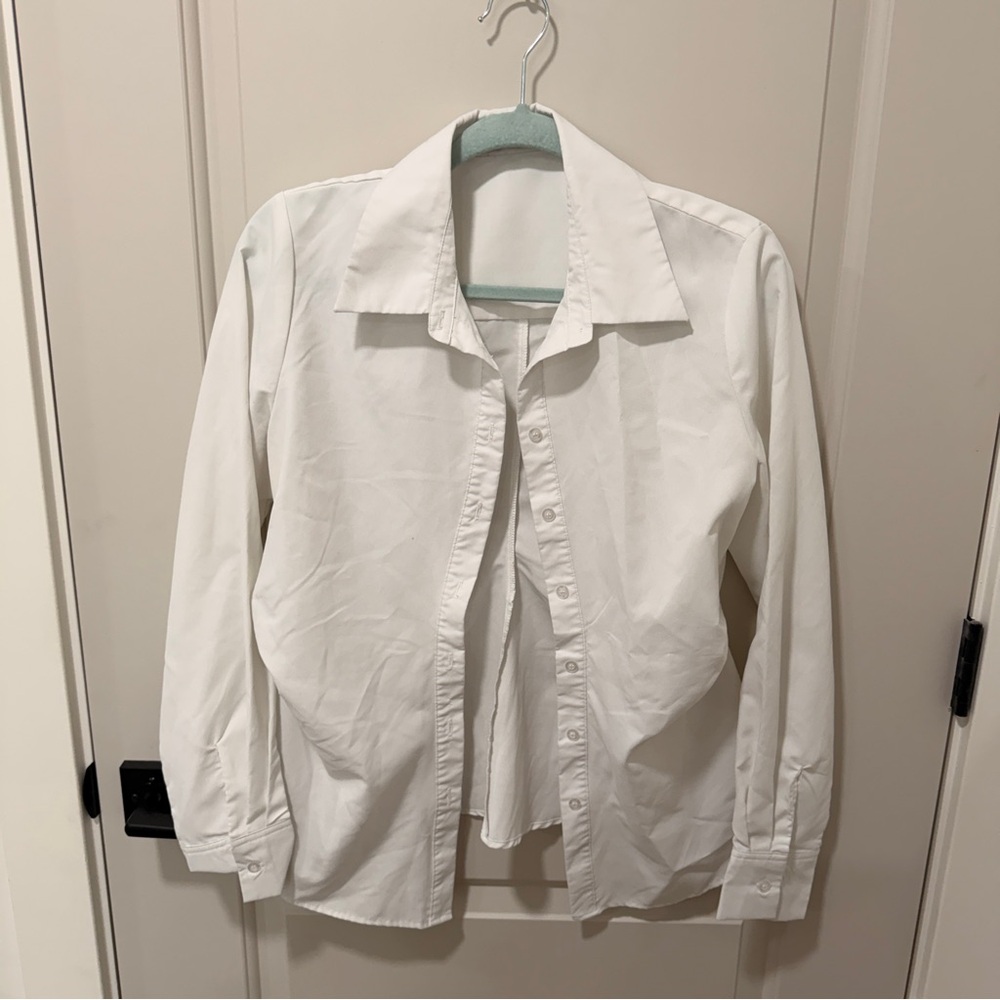 SHEIN White Long-Sleeve Button Down Shirt